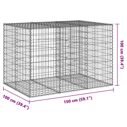 Cesto Gabbione con Copertura 150x100x100 cm in Ferro Zincato | homemem39