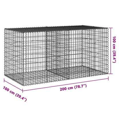 Cesto Gabbione con Copertura 200x100x100 cm in Ferro Zincato | homemem39