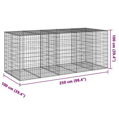 Cesto Gabbione con Copertura 250x100x100 cm in Ferro Zincato | homemem39