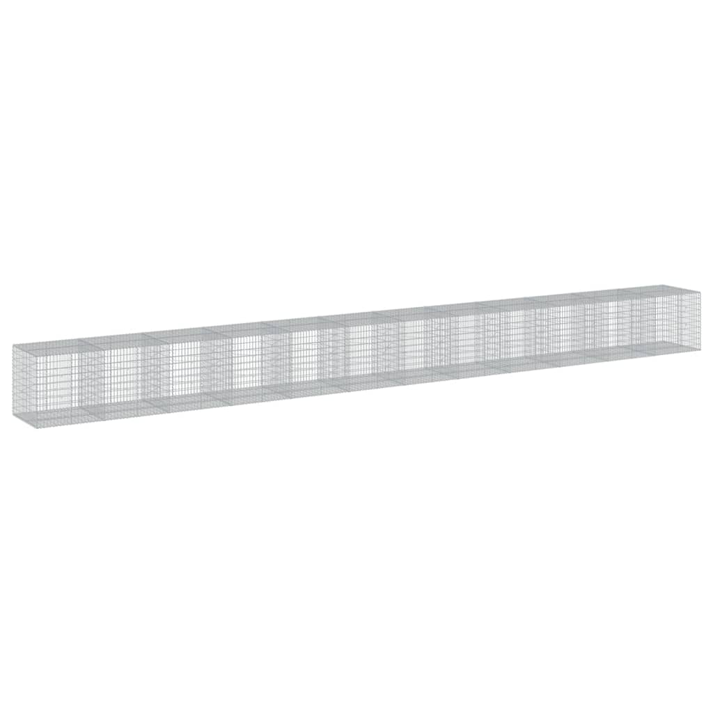 Cesto Gabbione con Copertura 1200x100x100 cm in Ferro Zincato | homemem39
