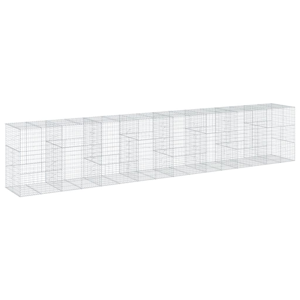 Cesto Gabbione con Copertura 800x100x150 cm in Ferro Zincato | homemem39