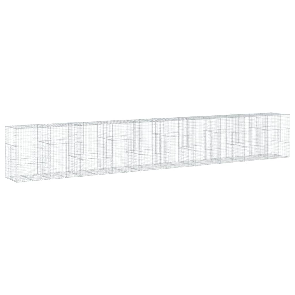 Cesto Gabbione con Copertura 1000x100x150 cm in Ferro Zincato | homemem39