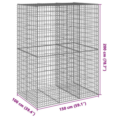 Cesto Gabbione con Copertura 150x100x200 cm in Ferro Zincato | homemem39