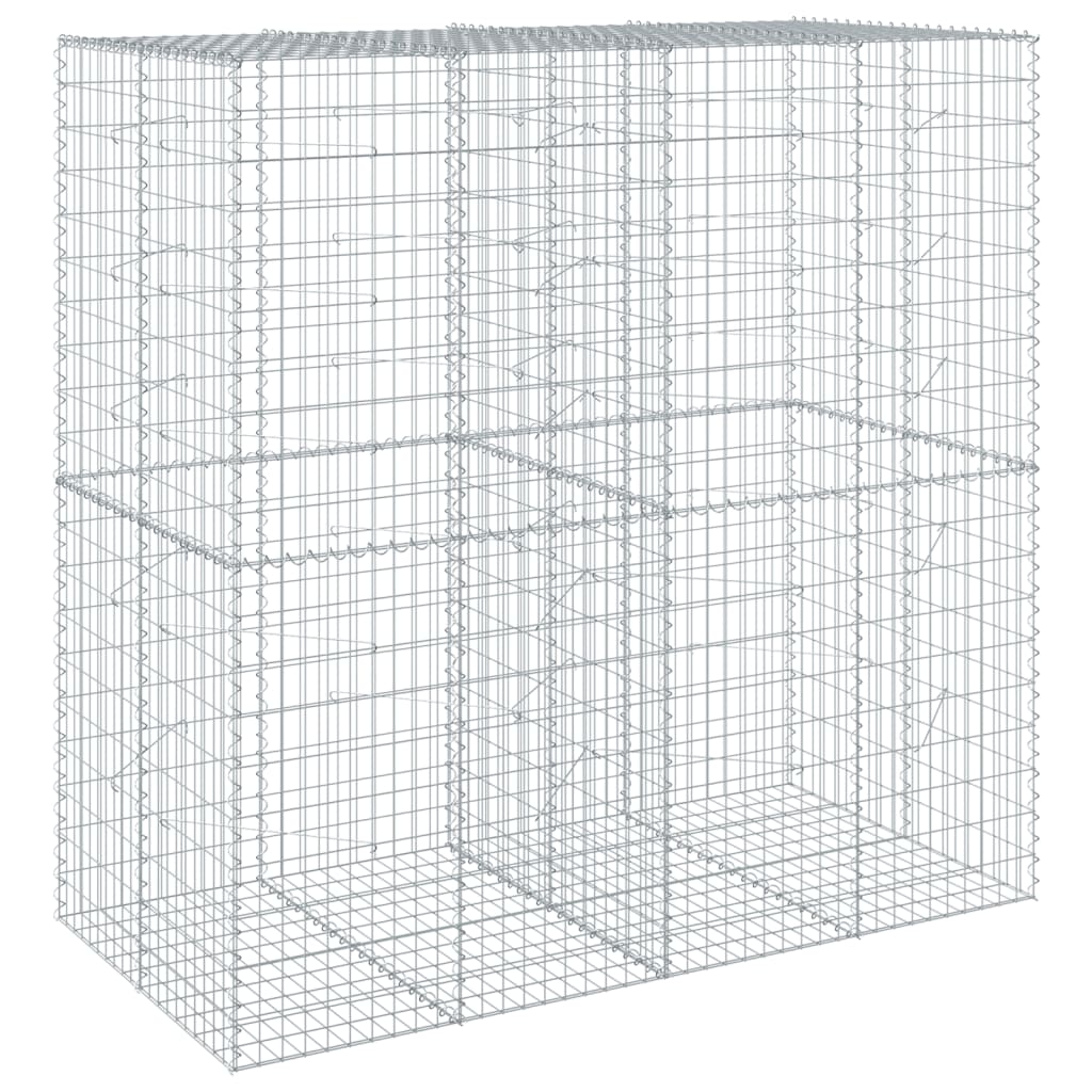Cesto Gabbione con Copertura 200x100x200 cm in Ferro Zincato | homemem39