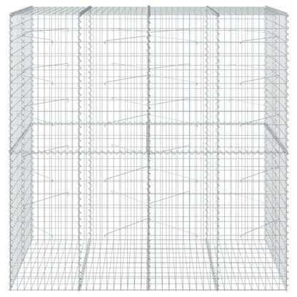 Cesto Gabbione con Copertura 200x100x200 cm in Ferro Zincato | homemem39