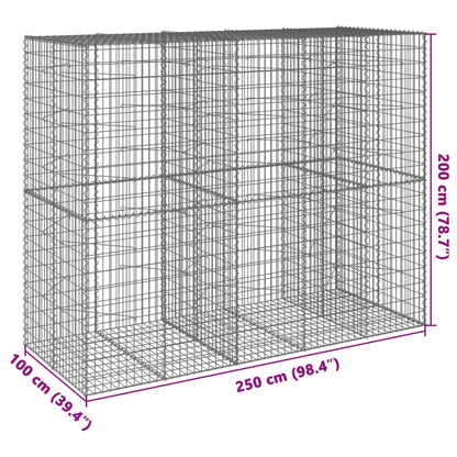 Cesto Gabbione con Copertura 250x100x200 cm in Ferro Zincato | homemem39
