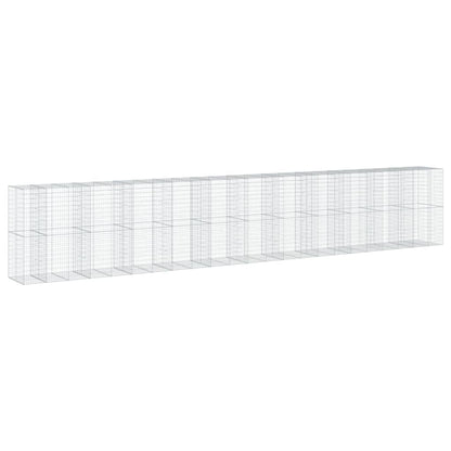 Cesto Gabbione con Copertura 1150x100x200 cm in Ferro Zincato | homemem39