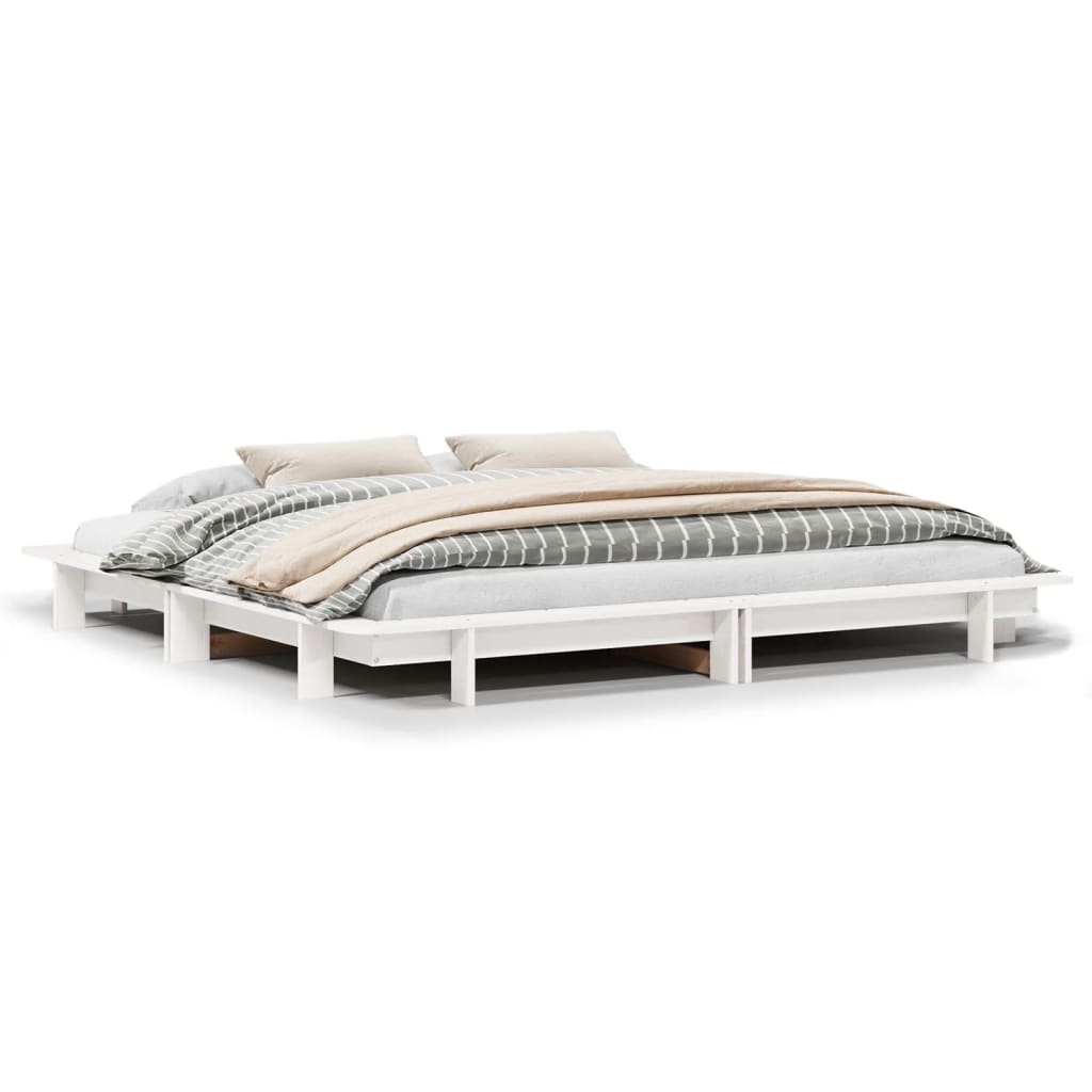 Letto senza Materasso Bianco 160x200 cm Legno Massello di Pino | homemem39