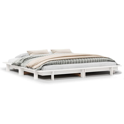 Letto senza Materasso Bianco 160x200 cm Legno Massello di Pino | homemem39