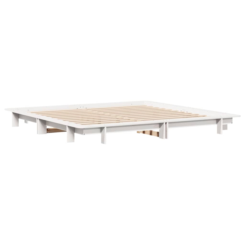 Letto senza Materasso Bianco 160x200 cm Legno Massello di Pino - homemem39