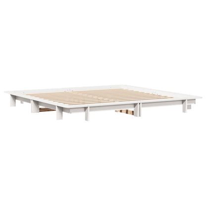 Letto senza Materasso Bianco 160x200 cm Legno Massello di Pino - homemem39