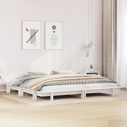 Letto senza Materasso Bianco 160x200 cm Legno Massello di Pino - homemem39