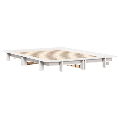 Letto senza Materasso Bianco 150x200 cm Legno Massello di Pino | homemem39
