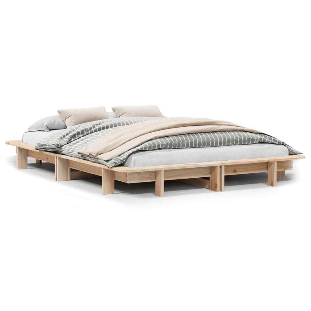 Letto senza Materasso 140x200 cm in Legno Massello di Pino - homemem39