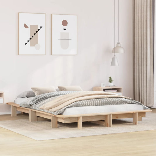 Letto senza Materasso 140x200 cm in Legno Massello di Pino - homemem39