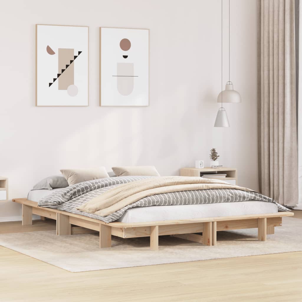 Letto senza Materasso 120x200 cm in Legno Massello di Pino - homemem39