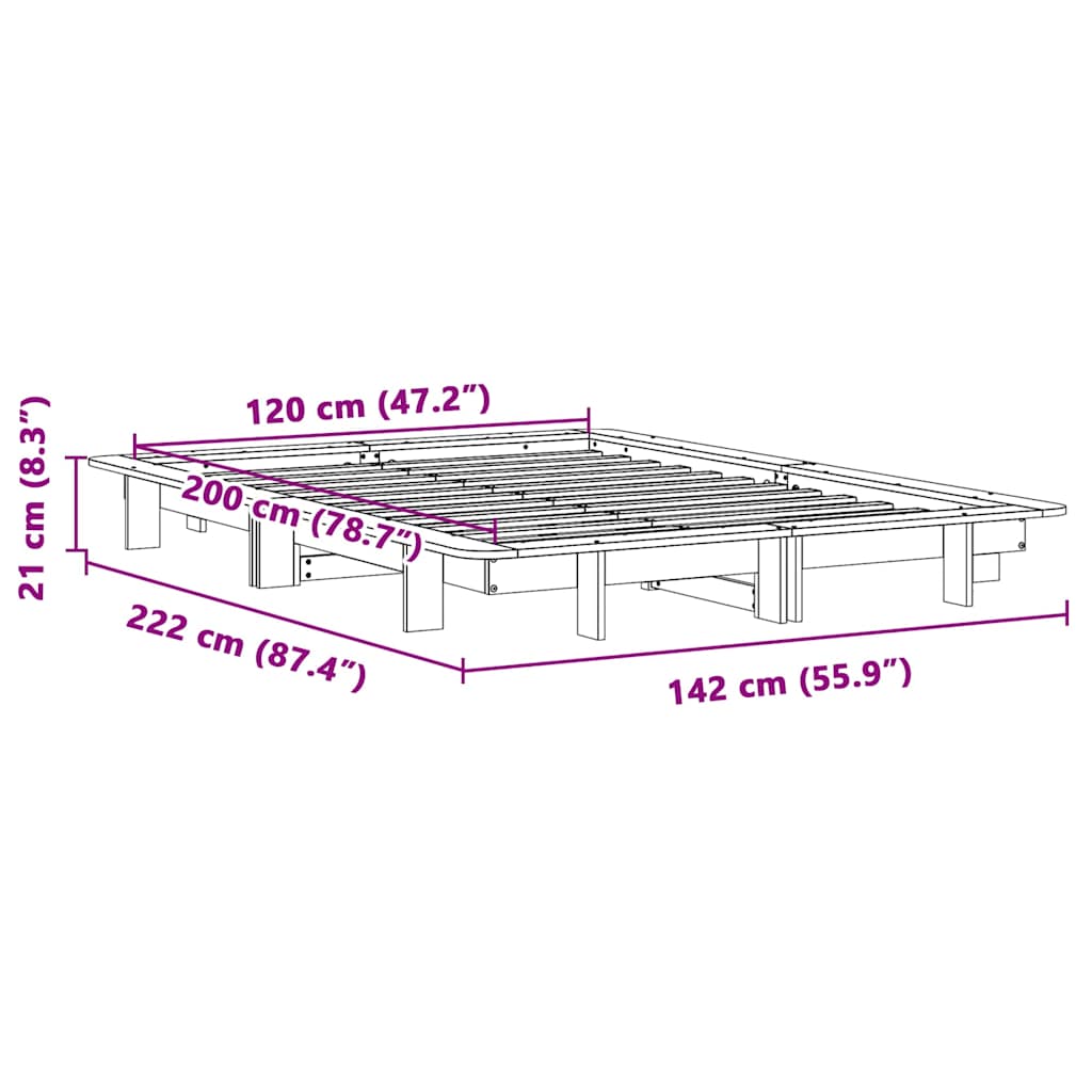 Letto senza Materasso Bianco 120x200 cm Legno Massello di Pino | homemem39
