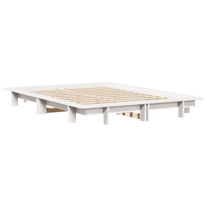 Letto senza Materasso Bianco 135x190 cm Legno Massello di Pino - homemem39