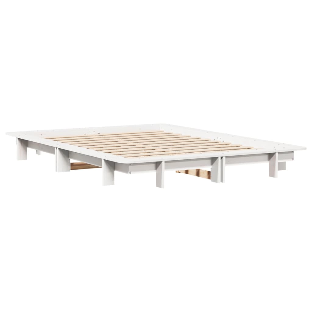 Letto senza Materasso Bianco 135x190 cm Legno Massello di Pino | homemem39