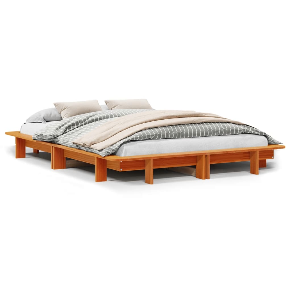 Letto senza Materasso Marrone Cera 135x190 cm in Legno di Pino | homemem39