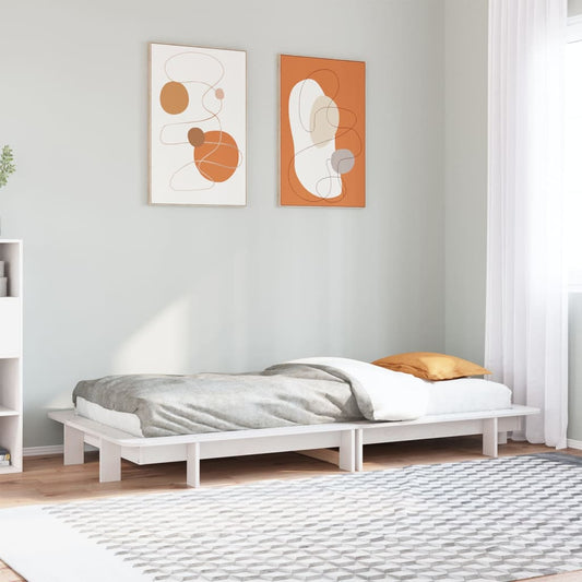 Letto senza Materasso Bianco 75x190 in Legno Massello di Pino - homemem39
