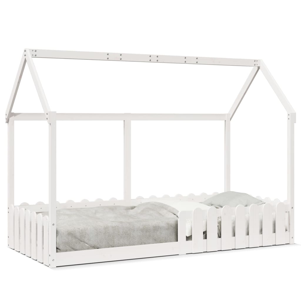 Giroletto Casetta Bambini Bianco 90x200 cm Legno Massello Pino | homemem39