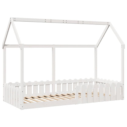 Giroletto Casetta Bambini Bianco 90x200 cm Legno Massello Pino - homemem39