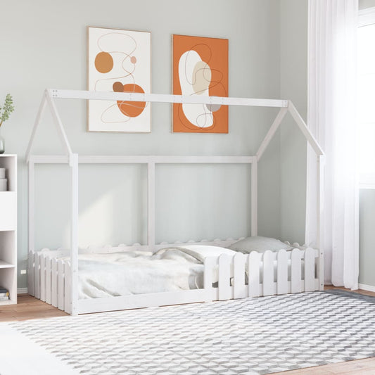 Giroletto Casetta Bambini Bianco 90x200 cm Legno Massello Pino | homemem39