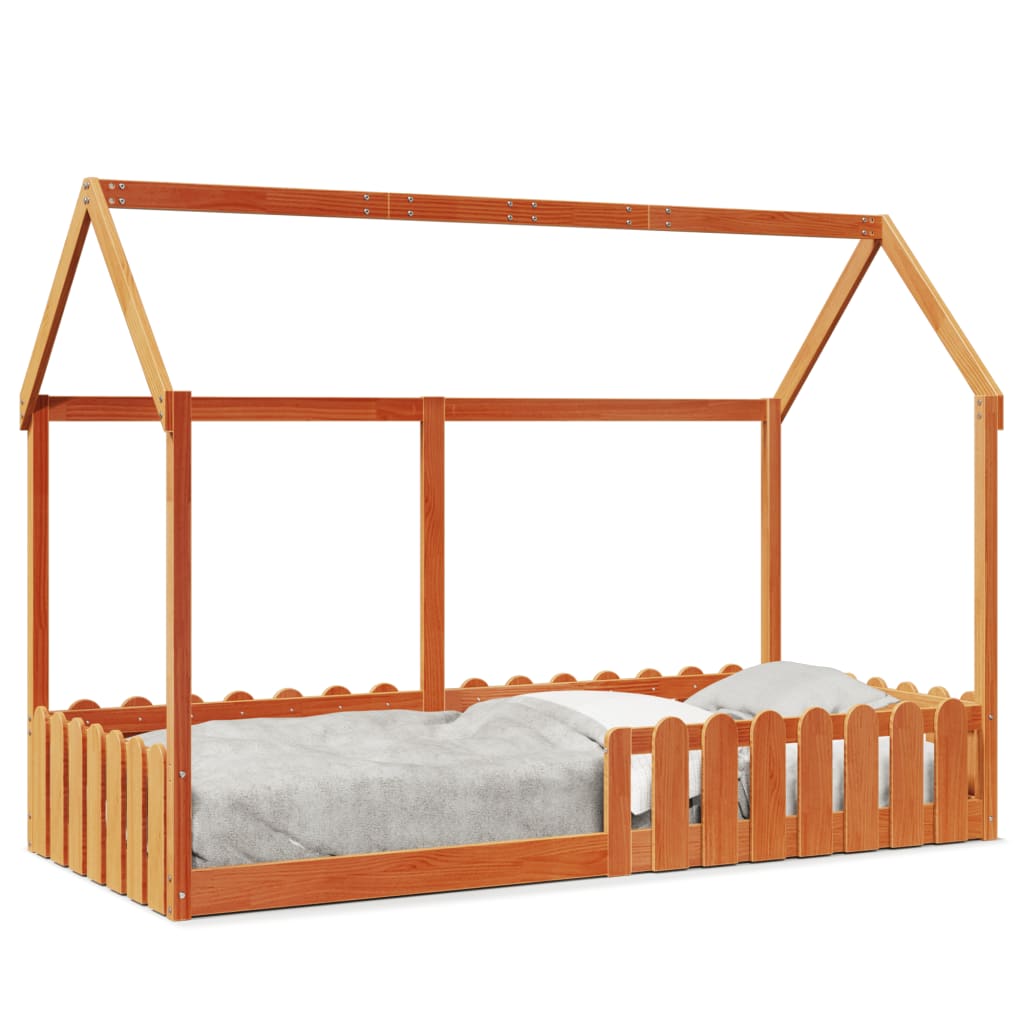 Giroletto Casetta Bambini Marrone Cera 90x200 cm Massello Pino - homemem39