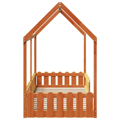 Giroletto Casetta Bambini Marrone Cera 90x200 cm Massello Pino | homemem39