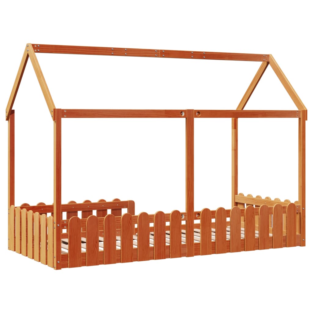 Giroletto Casetta Bambini Marrone Cera 90x200 cm Massello Pino | homemem39