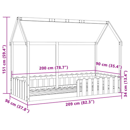 Giroletto Casetta Bambini Marrone Cera 90x200 cm Massello Pino | homemem39