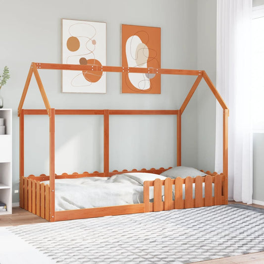 Giroletto Casetta Bambini Marrone Cera 90x200 cm Massello Pino | homemem39