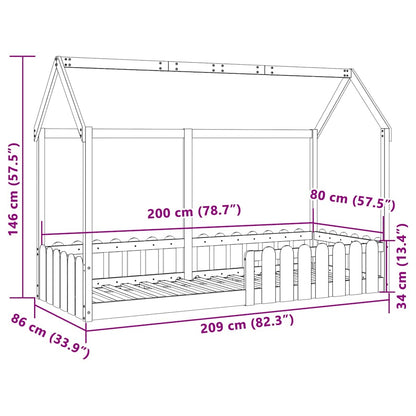 Giroletto Casetta per Bambini 80x200 cm Legno Massello di Pino | homemem39