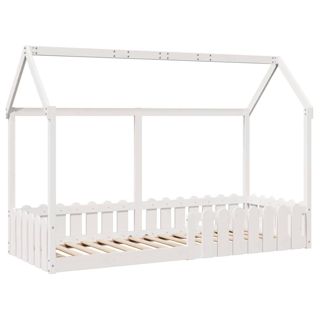 Giroletto Casetta Bambini Bianco 80x200 cm Legno Massello Pino | homemem39