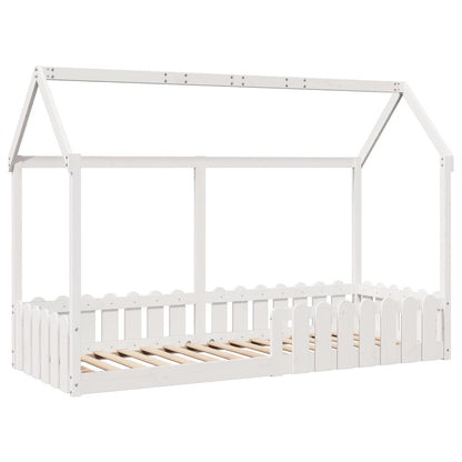 Giroletto Casetta Bambini Bianco 80x200 cm Legno Massello Pino - homemem39