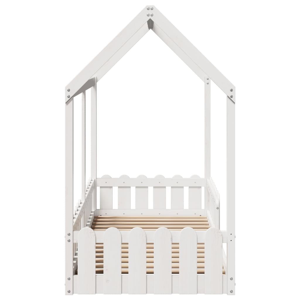 Giroletto Casetta Bambini Bianco 80x200 cm Legno Massello Pino - homemem39