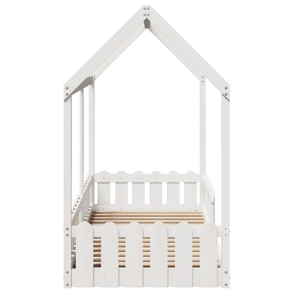 Giroletto Casetta Bambini Bianco 80x200 cm Legno Massello Pino - homemem39