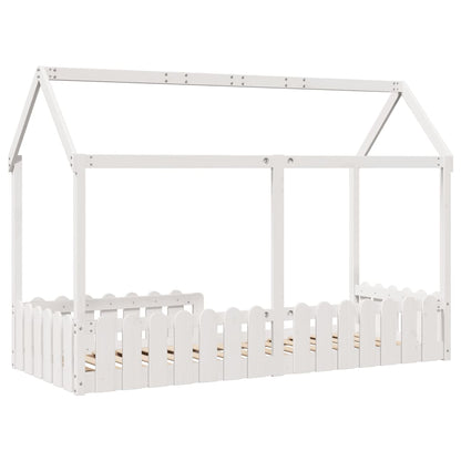 Giroletto Casetta Bambini Bianco 80x200 cm Legno Massello Pino | homemem39