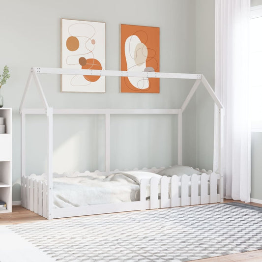 Giroletto Casetta Bambini Bianco 80x200 cm Legno Massello Pino | homemem39