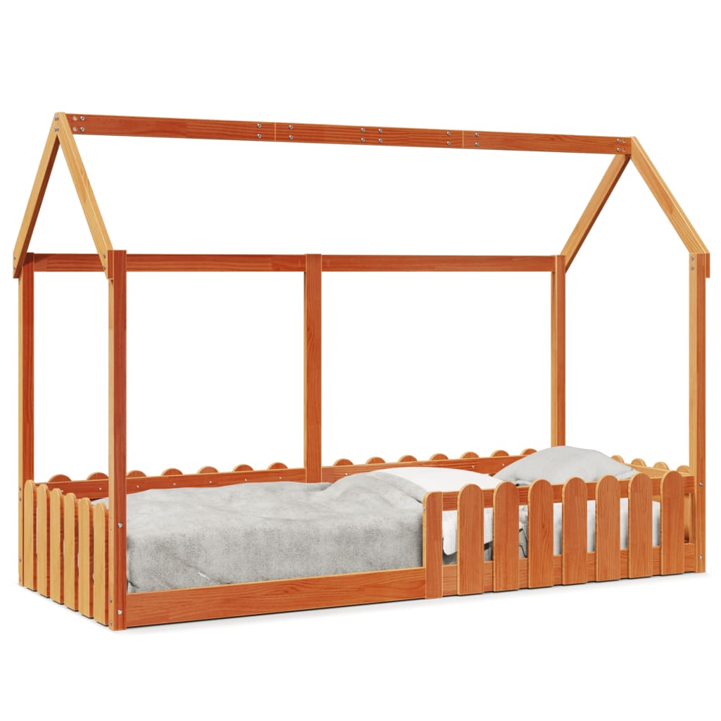 Giroletto Casetta Bambini Marrone Cera 80x200 cm Massello Pino - homemem39