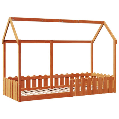 Giroletto Casetta Bambini Marrone Cera 80x200 cm Massello Pino | homemem39