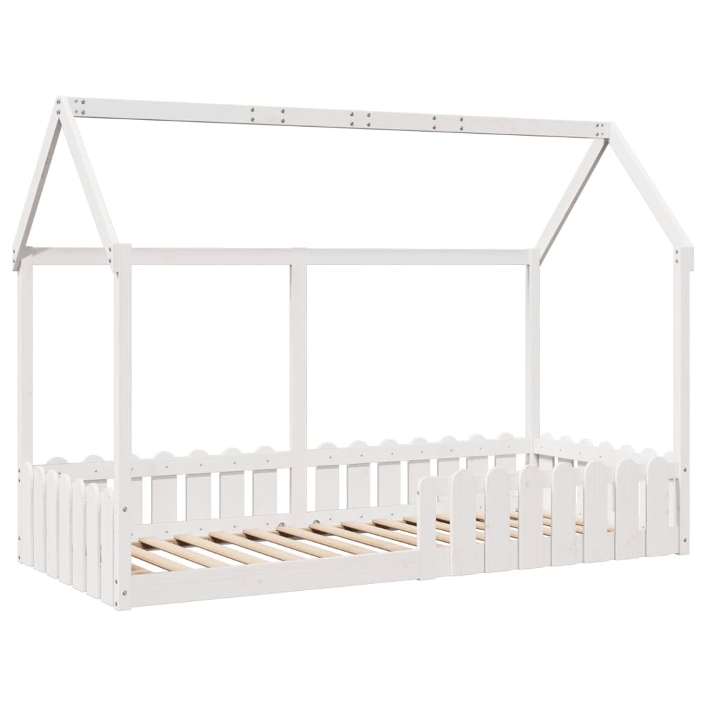 Giroletto Casetta Bambini Bianco 90x190 cm Legno Massello Pino | homemem39
