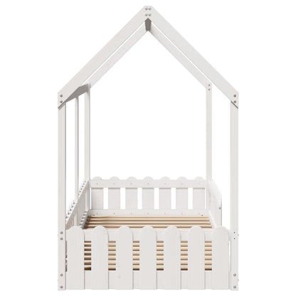 Giroletto Casetta Bambini Bianco 90x190 cm Legno Massello Pino | homemem39