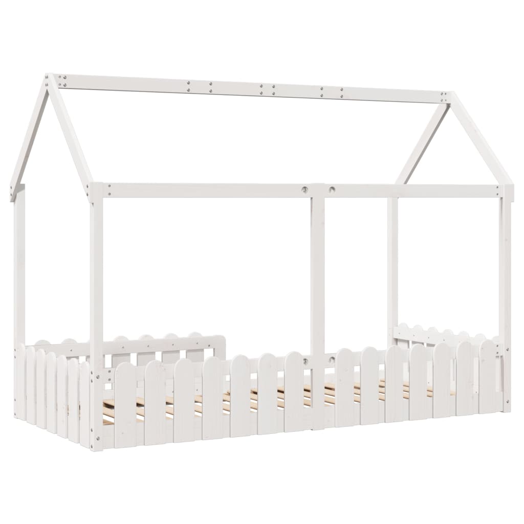 Giroletto Casetta Bambini Bianco 90x190 cm Legno Massello Pino | homemem39