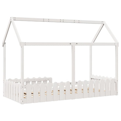 Giroletto Casetta Bambini Bianco 90x190 cm Legno Massello Pino | homemem39