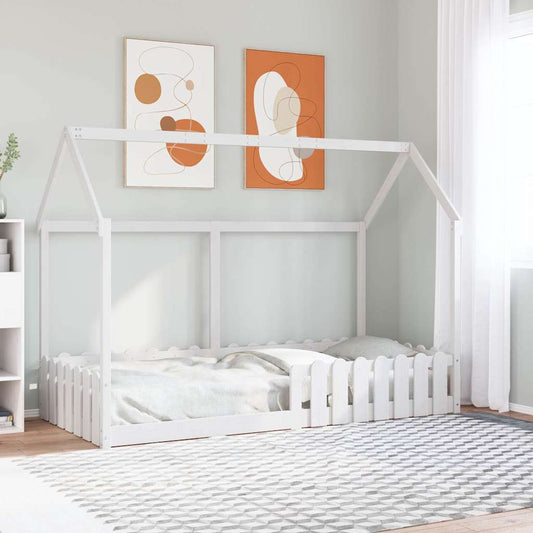 Giroletto Casetta Bambini Bianco 90x190 cm Legno Massello Pino | homemem39