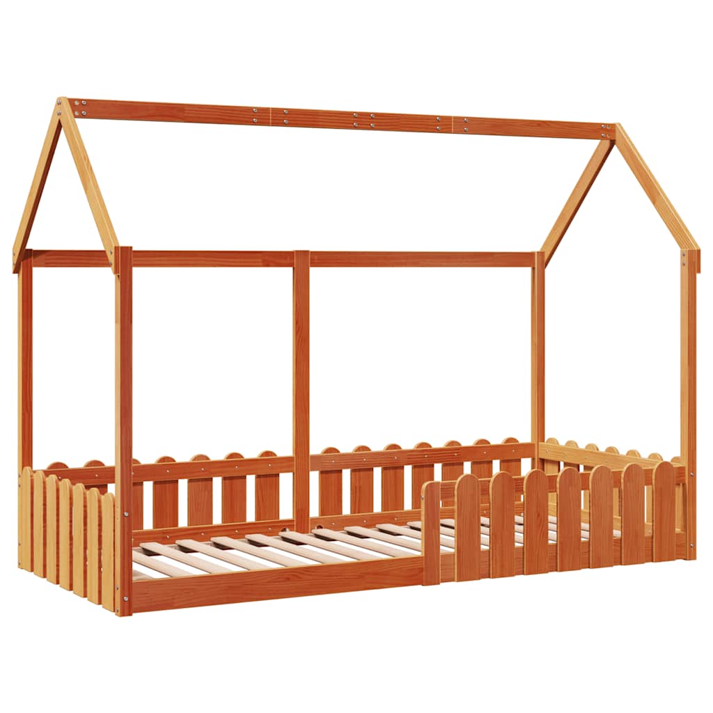 Giroletto Casetta Bambini Marrone Cera 90x190 cm Massello Pino | homemem39