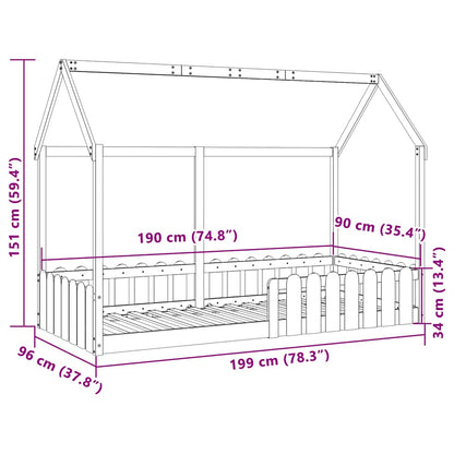 Giroletto Casetta Bambini Marrone Cera 90x190 cm Massello Pino | homemem39