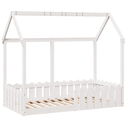 Giroletto Casetta Bambini Bianco 80x160 cm Legno Massello Pino - homemem39